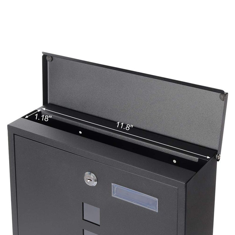 Decaller Metal Mailboxes with Sturdy Key Lock, Wall Mounted Waterproof Mail Box with Transparent Cover, 13.38'' x 12'' x 3.54'' - Image 4